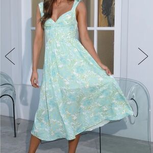 Hello Molly Mint Green Floral Midi Dress